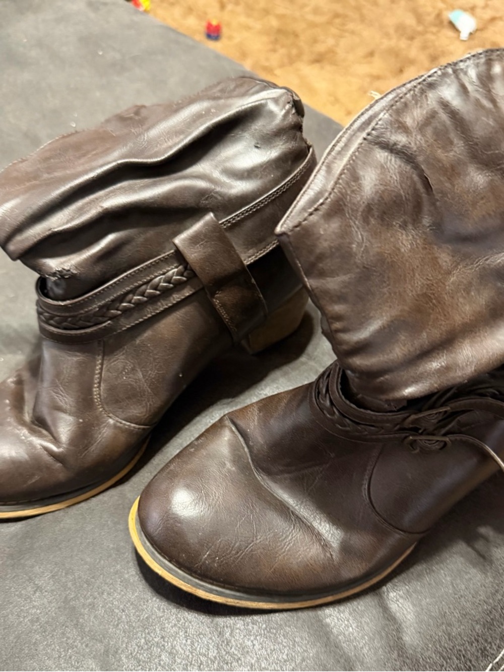 Cherokee Dark Brown Ankle Boots with Braided Strap